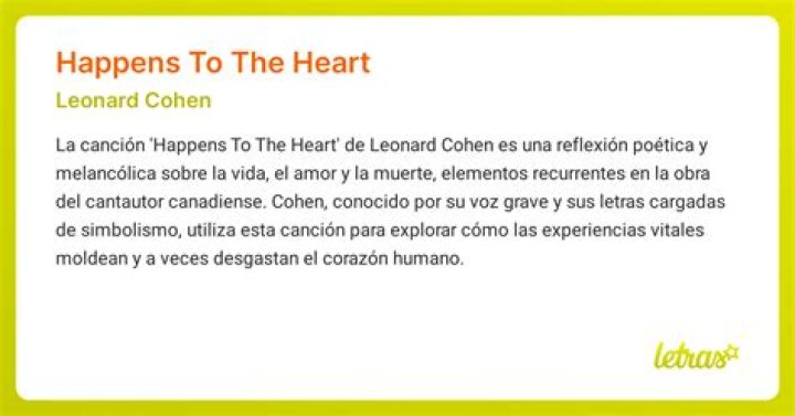 Happens to the Heart | leonard cohen Lyrics, Meaning & Videos